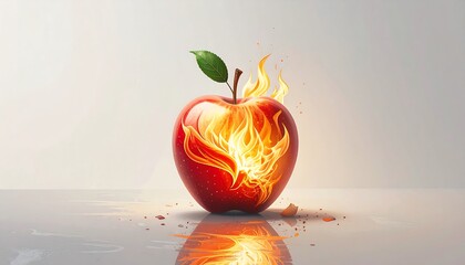Burning apple, vibrant colors