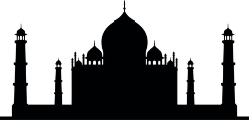 Taj mahal silhouette india landmark architecture tourism travel iconic monument vector