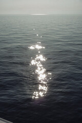 Panoramic ocean views from outdoor deck balcony terrace patio of luxury cruiseship cruise ship liner