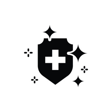 Sterile icon. Simple solid style. Health protection, medically sterile, medical cross with clean shiny surface, hygiene, hospital concept. Silhouette, glyph symbol. Isolated design.