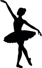 Elegant silhouette of ballerina dancer in graceful pose ballet performance artistry vector © Collect Silhouettes