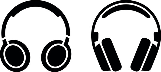 Minimalist headphone icons line art sound audio entertainment music listening devices vector