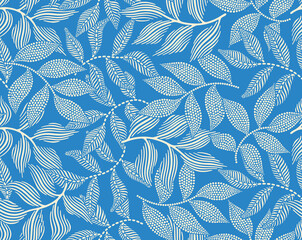 Dotted leaf organic seamless pattern.
