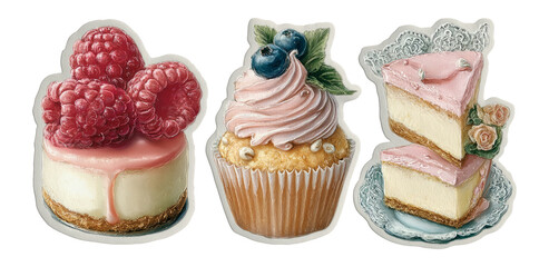 Delightful Confectionery Treats: Cupcakes and Cheesecake with Berries Design