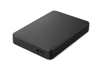 Fototapeta premium Portable SSD external hard drive with USB C port