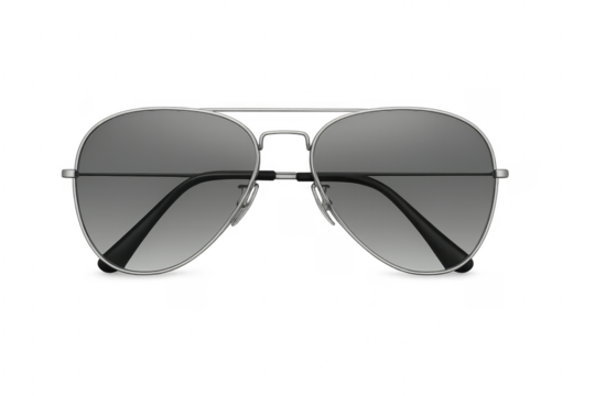 Aviator sunglasses protecting eyes from sun on transparent background