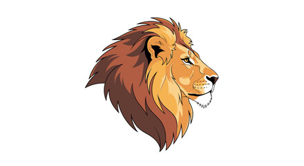 Obraz premium Lion Head Profile Digital Illustration Isolated Animal