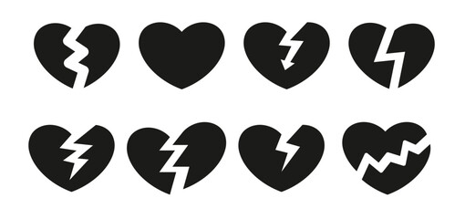 Heart shape vector love symbol valentine day design. Diverse heart icon set featuring medical, emotional, and communication symbols in minimalist style.