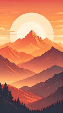 Sunset mountain landscape
