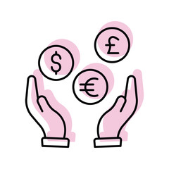 Mutual Funds color shadow thinline icon , vector, pixel perfect, illustrator file 
