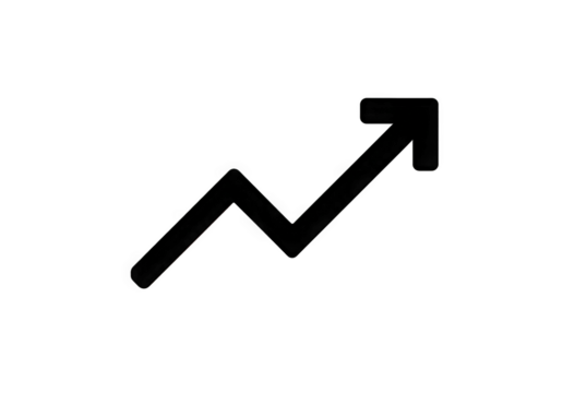 Black arrow icon symbolizing positive growth and progress.