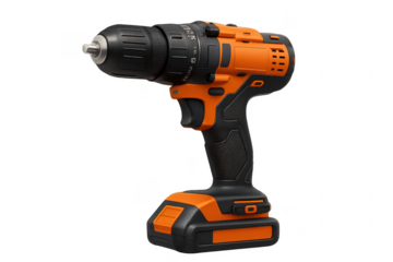 Orange and black cordless power drill tool