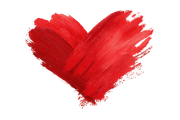 Vibrant red heart shape painted with broad brush strokes.