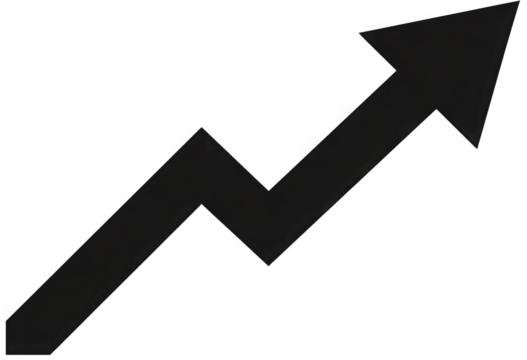 Black zigzag arrow indicating upward growth and progress.