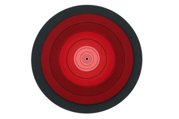 Circular target with concentric red and black rings.