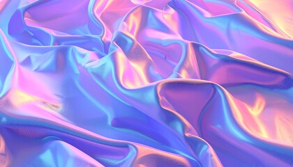 A vibrant display of iridescent fabric, draped in soft, pastel hues of purple, pink, and blue.