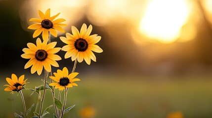 Radiant sunflowers at golden hour.