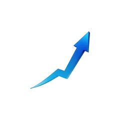 Blue arrow pointing upwards showing business growth trend