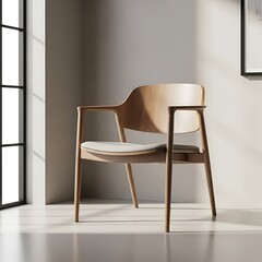 Serene wooden armchair in a sunlit corner