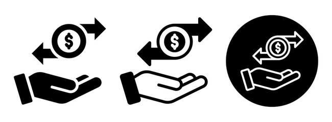 Money Transfer Icon Collection Glyph & Mixed Style