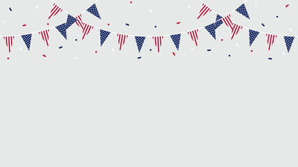 Obraz premium Seamless USA Flag Party Bunting Border Background for 4th of July Independence Day – Flat Design Illustration 