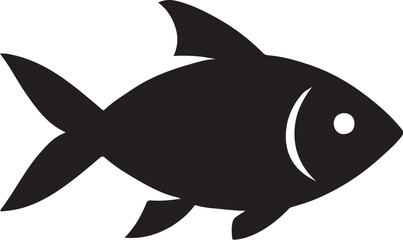 Obraz premium PrintSimple black silhouette of a fish on a white background
