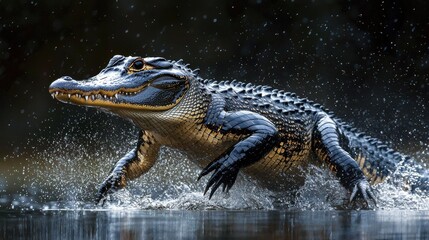 American Alligator Emerging from Swamp Water