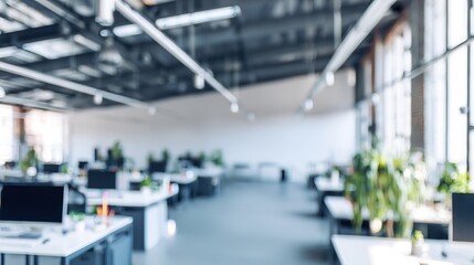Obraz premium ambient. Abstract blurred modern office space with clean lines, suggesting a professional workspace. real-estate listings.