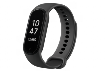 Fitness tracker displaying time and activity steps transparent background