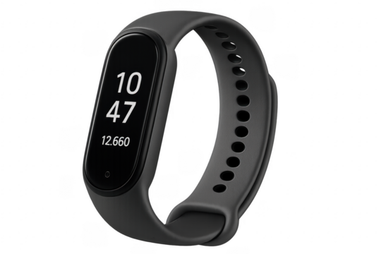 Fitness tracker displaying time and activity steps transparent background