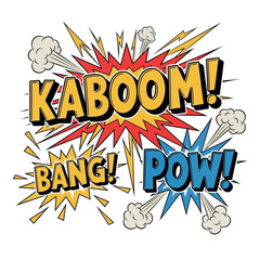 Explosive Comic Book Sound Effects Pow Bang Kaboom!