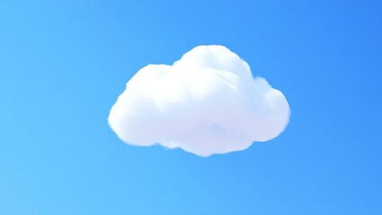 Fluffy white cloud floating in a clear blue sky background