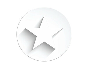 White star icon in a circle, 3D effect