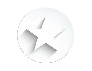 White star icon in a circle, 3D effect