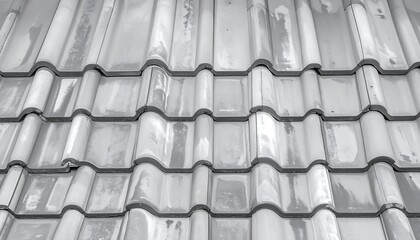 Fototapeta premium Close-up view of gray roof tiles, showcasing their overlapping, wavy design.