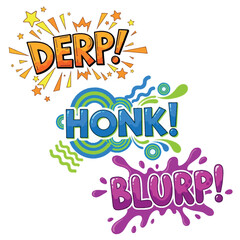 Funny Comic Book Sound Effects for Humorous Designs and Illustrations