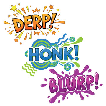 Funny Comic Book Sound Effects for Humorous Designs and Illustrations