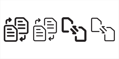 Set of document transfer icons isolated on white background for interface design