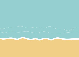 Blue beach Sand with small waves illustration.