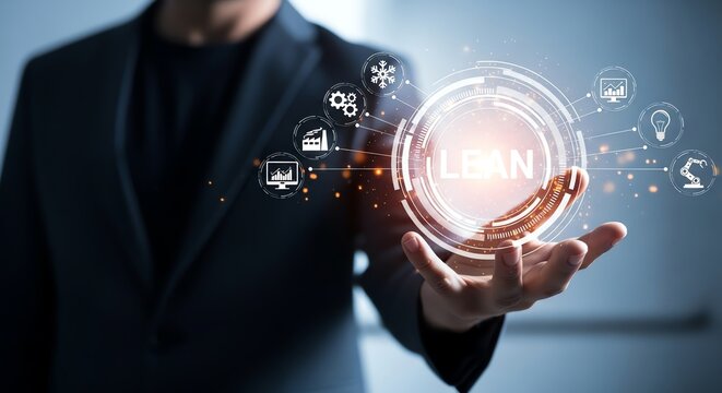 Businessman holding a futuristic digital interface for online loan applications and financial services.