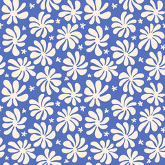 Fototapeta premium Hawaiian floral flower summer blue color seamless pattern