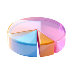 Colorful 3D pie chart with four segments, showing data distribution
