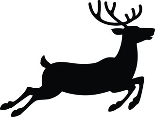  Santa Claus riding sleigh silhouette, black vector