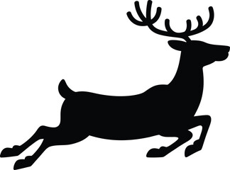  Santa Claus riding sleigh silhouette, black vector