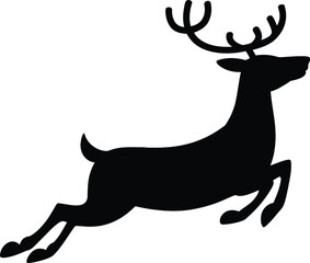  Santa Claus riding sleigh silhouette, black vector
