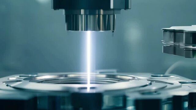 close-up of samarium cobalt magnets high-tech assembly line, polished metallic surfaces gleaming under cinematic robotic arms macro lens industrial vibes, commercial video