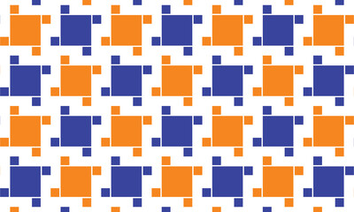 Pattern seamless square texture. Orange and blue colors on white background