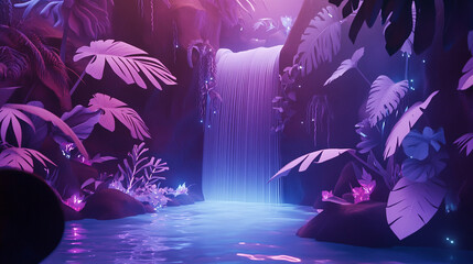 Enchanted Waterfall Oasis A Luminous Fantasy Realm