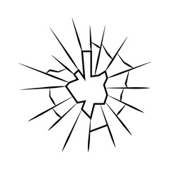 Obraz premium Broken Glass Crack Vector Illustration Shattered Window Impact Effect Design