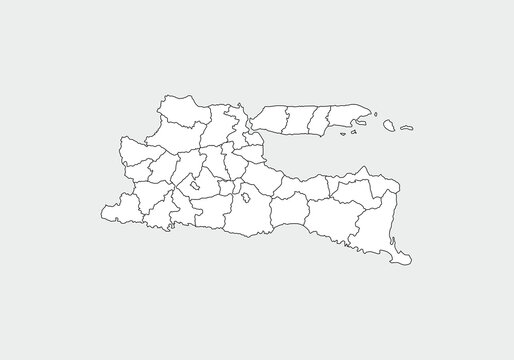 simple administrative,political and road map vector map of indonesian east java